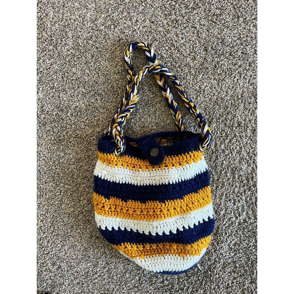 Hand Crocheted Nashville Predators NHL Hockey Bucket Bag